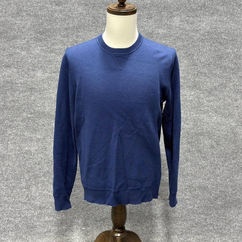 BOSS Hugo Boss Sweater Mens Large Blue Cotton Wool Crewneck Pullover Knit